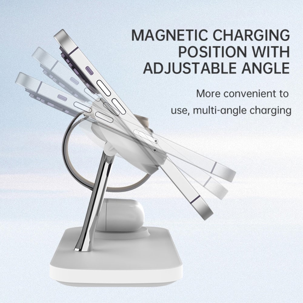 Qi2 Magnetisk trådlös Laddningsstation 3-i-1, vit