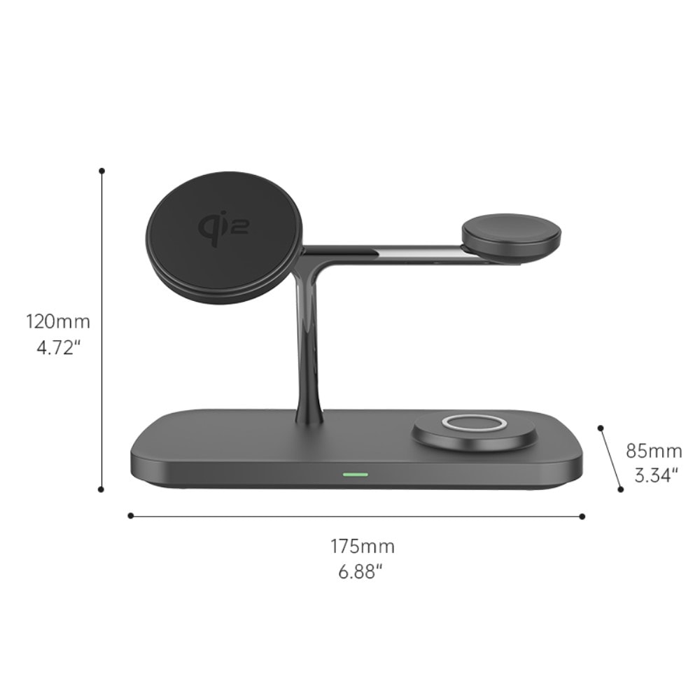 Samsung Galaxy S25 Qi2 Magnetisk trådlös Laddningsstation 3-i-1, svart