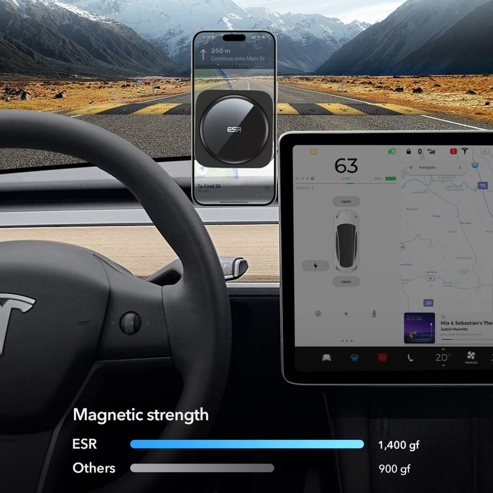 Tesla Touchscreen MagSafe Qi2 trådlös billaddare, svart