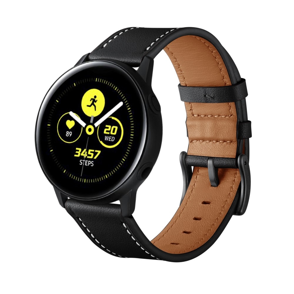 Samsung Galaxy Watch 42mm Armband i äkta läder, svart