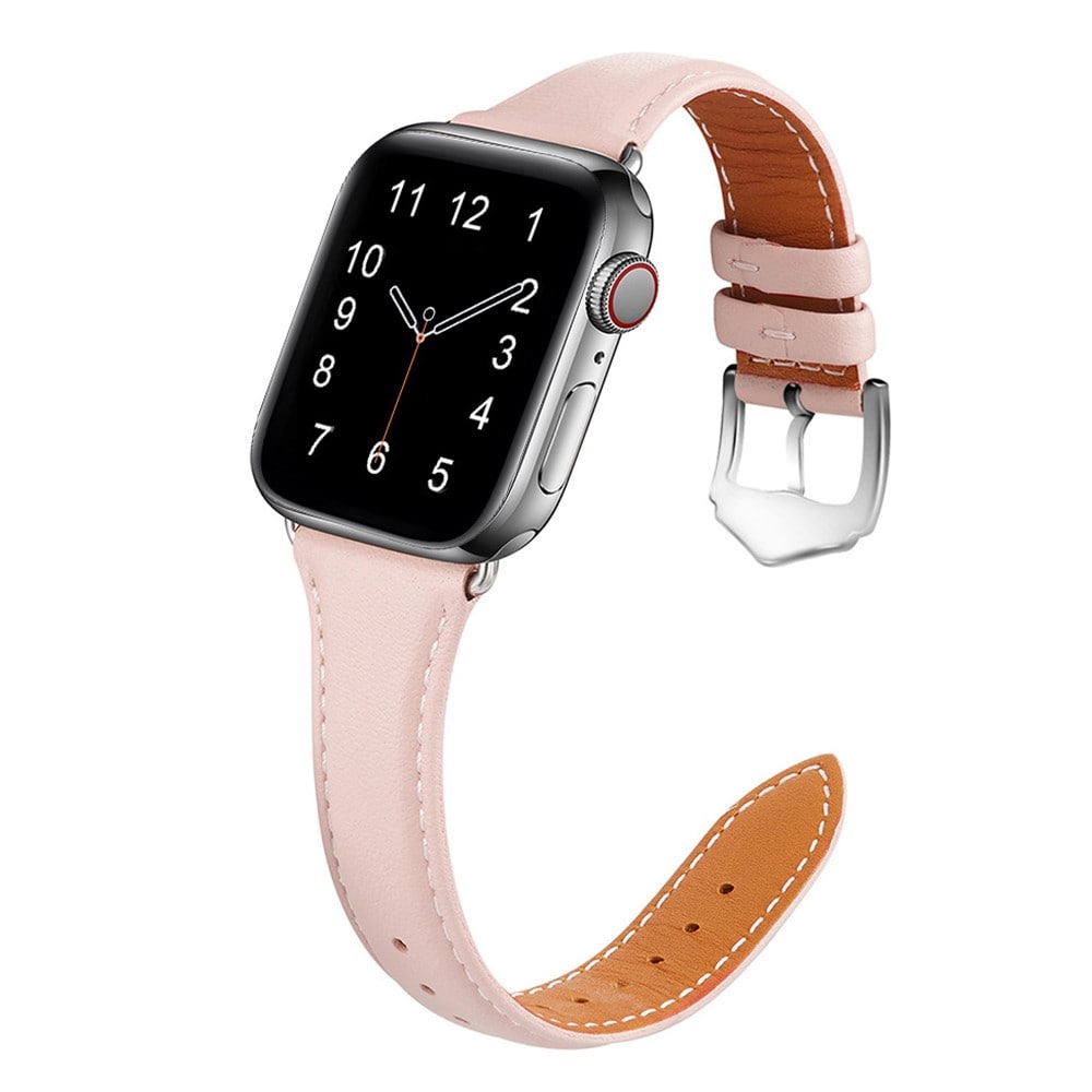 Apple Watch 40mm Smalt armband i äkta läder, rosa