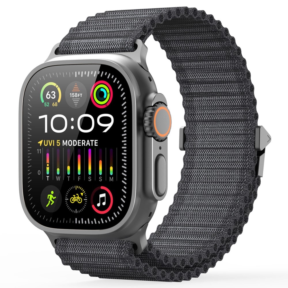 Apple Watch Series 10 46mm Active nylonarmband, grå