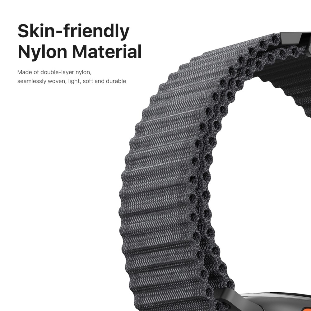 Apple Watch Series 8 45mm Active nylonarmband, grå