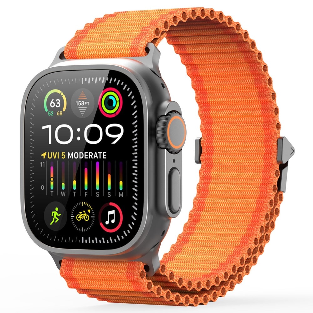 Apple Watch SE 44mm Active nylonarmband, orange