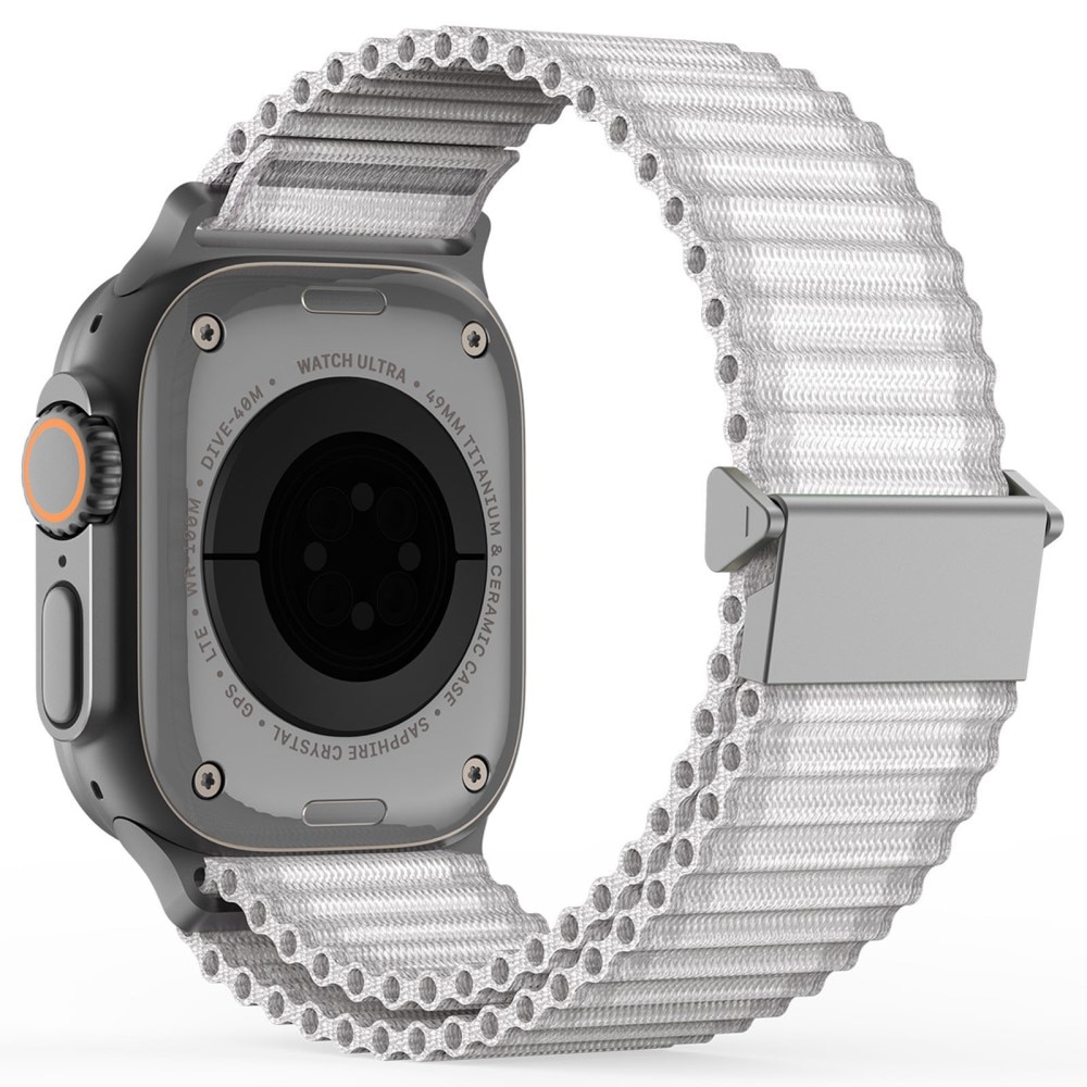 Apple Watch Series 8 45mm Active nylonarmband, vit