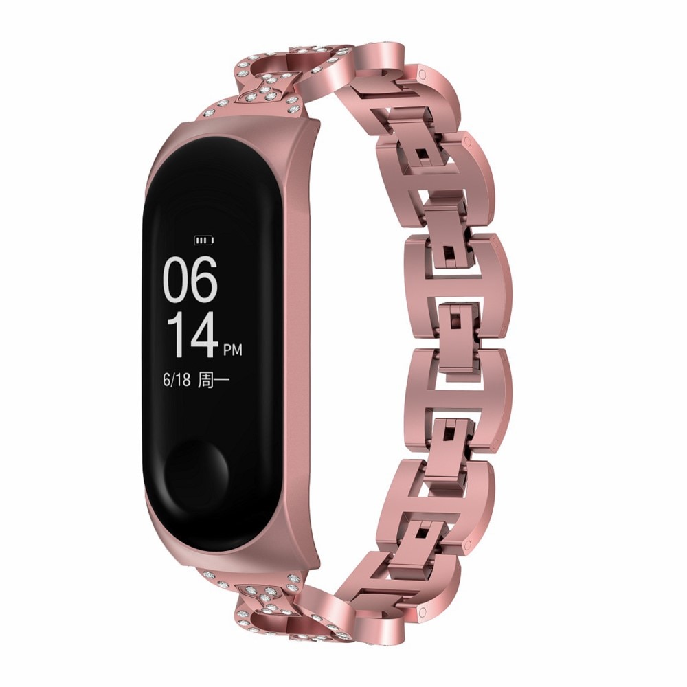 Xiaomi Mi Band 5/6 Lyxigt armband med glittrande stenar, rosa