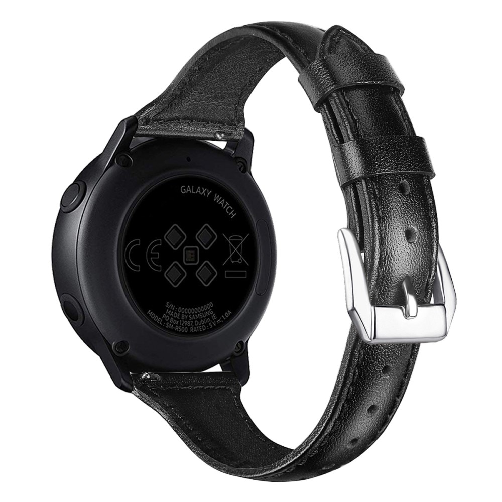 Samsung Galaxy Watch FE Smalt armband i äkta läder, svart