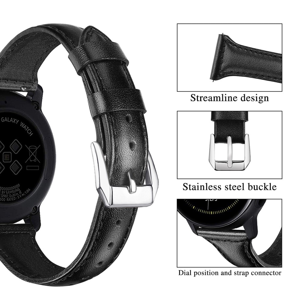 Samsung Galaxy Watch 6 Classic 47mm Smalt armband i äkta läder, svart