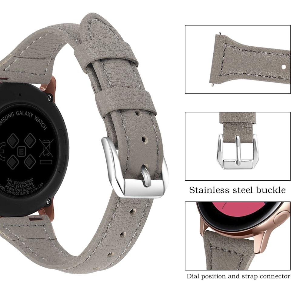 Hama Fit Watch 4910 Smalt armband i äkta läder, grå