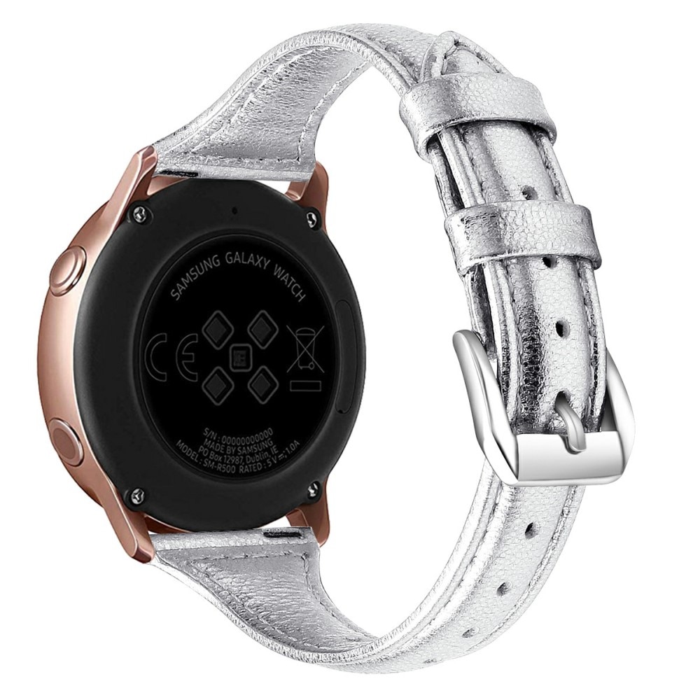 Samsung Galaxy Watch FE Smalt armband i äkta läder, silver