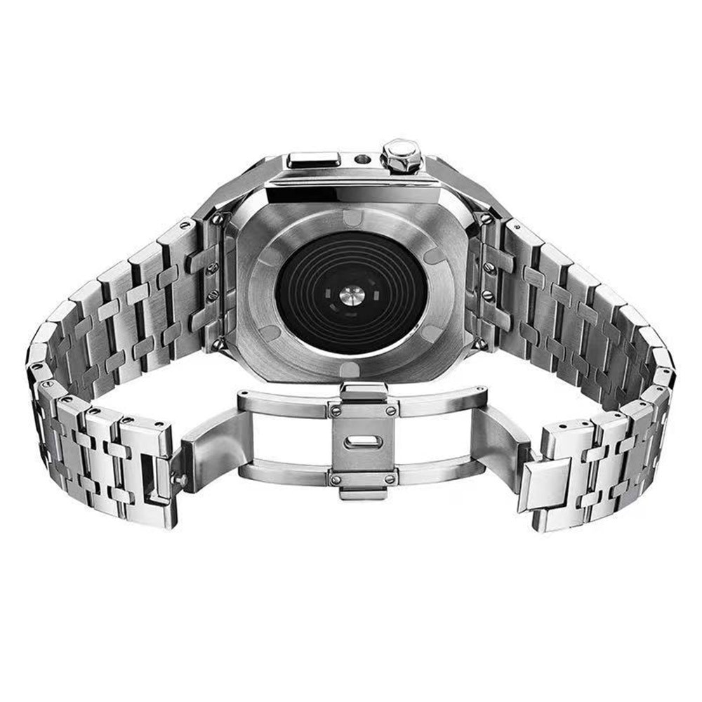 Apple Watch 44mm Robust armband med inbyggt skal Full Metal, silver