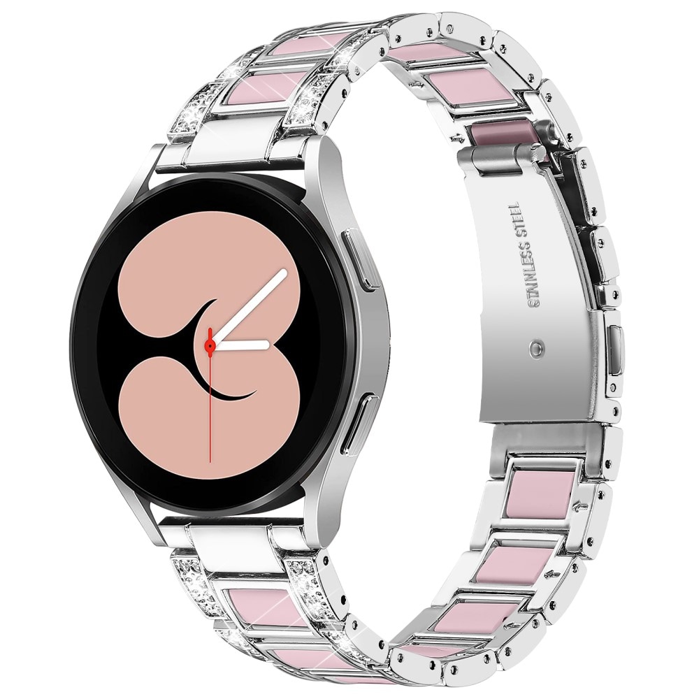 Samsung Galaxy Watch 4 40mm Armband i metall med fina stenar, Silver Rose