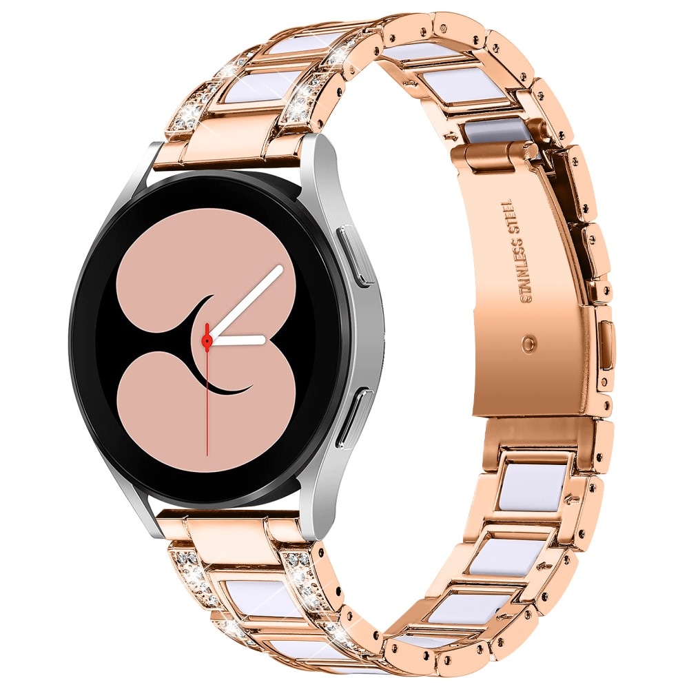 Samsung Galaxy Watch 4 40mm Armband i metall med fina stenar, Rosegold Snow