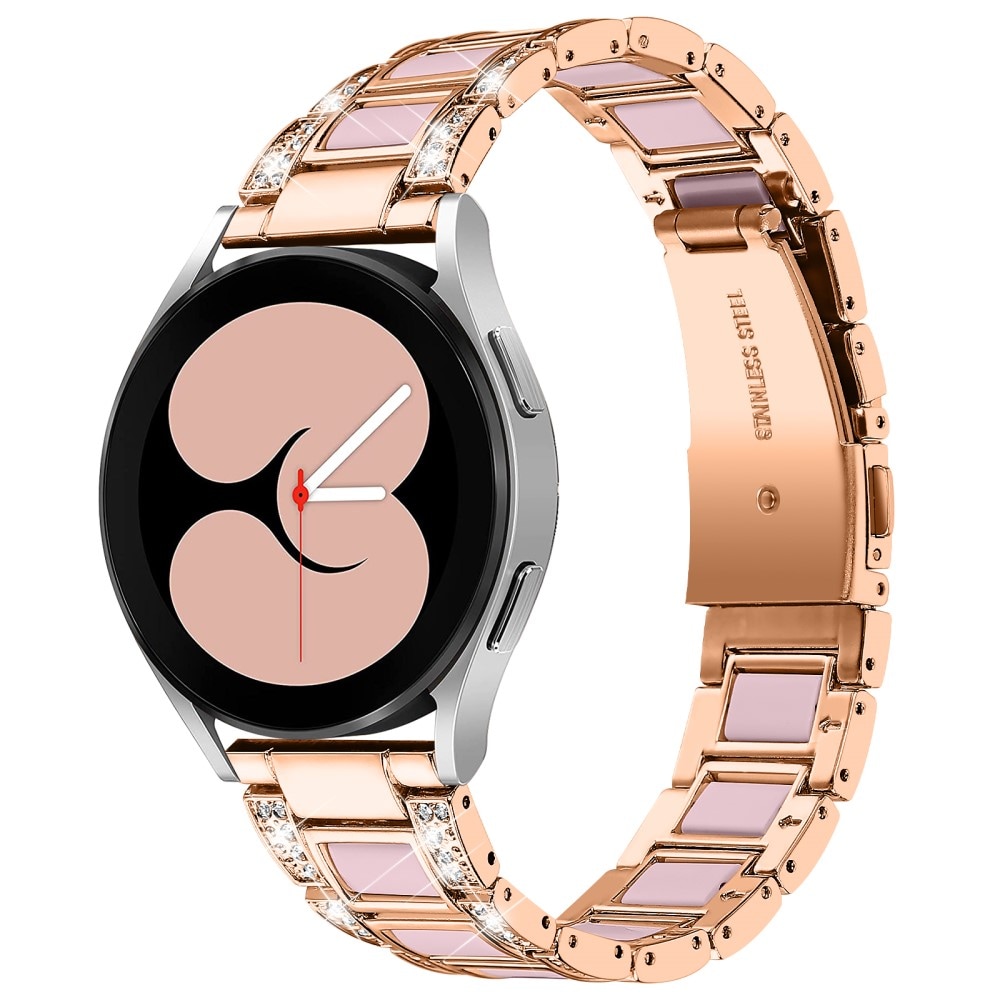 Samsung Galaxy Watch 4 40mm Armband i metall med fina stenar, Rosegold Rose