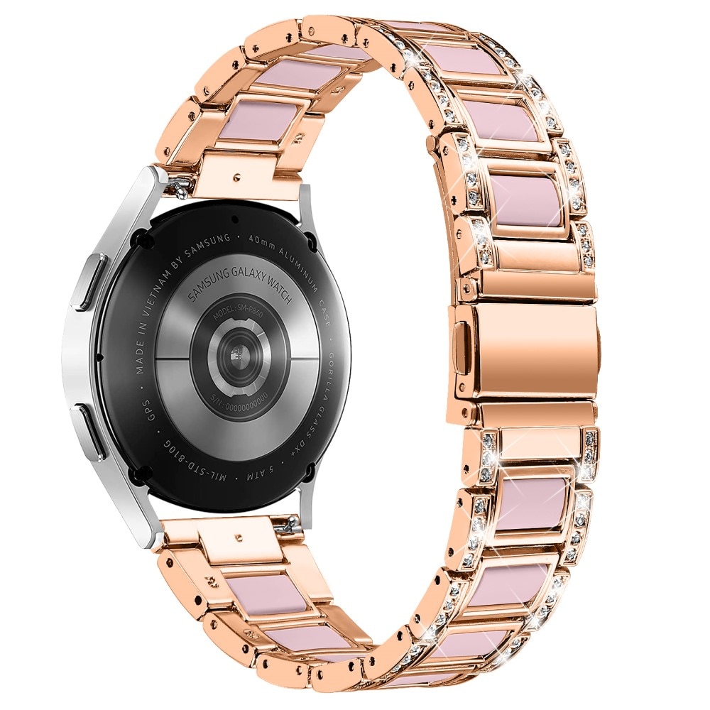 Samsung Galaxy Watch 7 40mm Armband i metall med fina stenar, Rosegold Rose