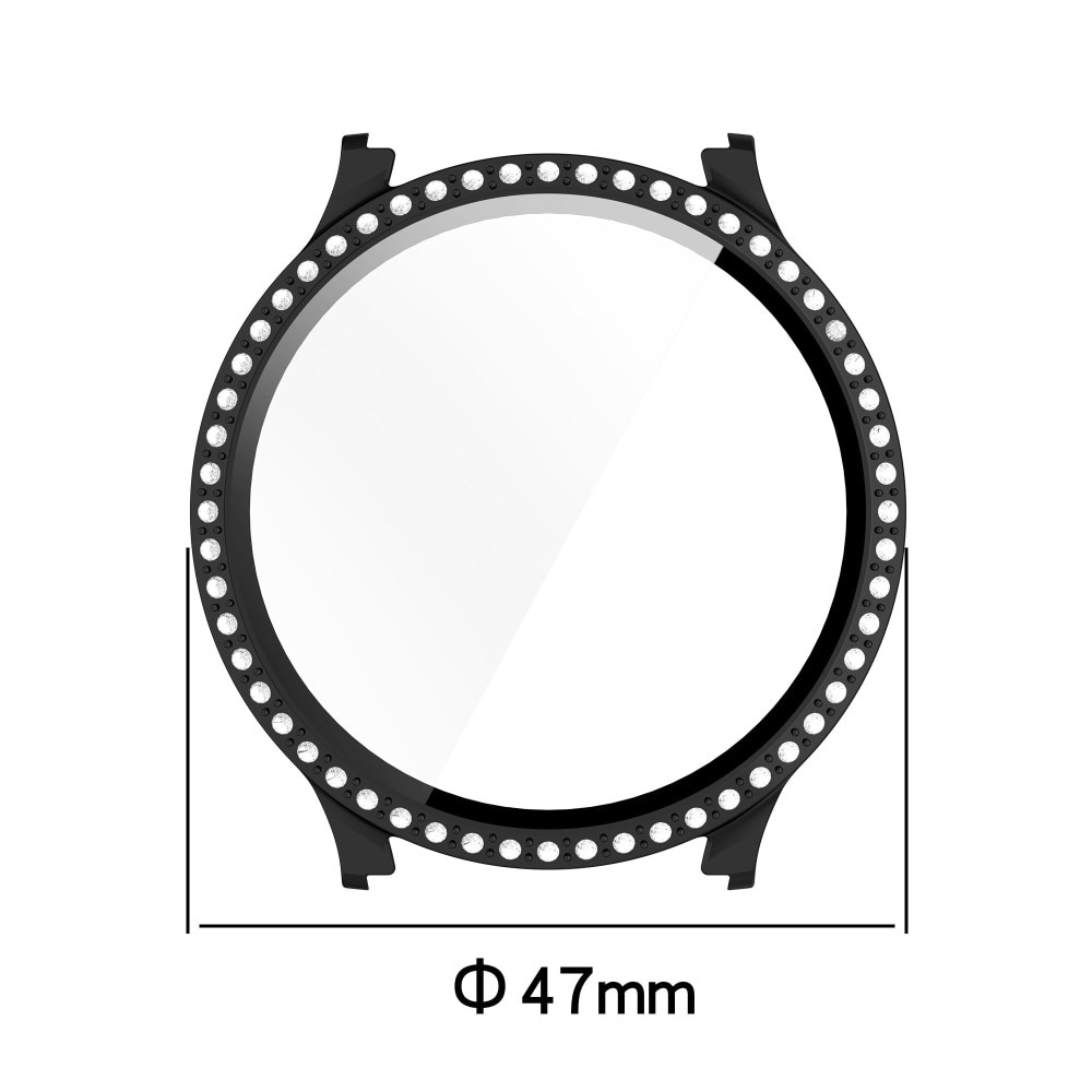 Galaxy Watch 7 40mm Heltäckande skal med inbyggt skärmskydd och stenar, transparent