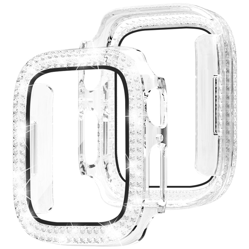 Apple Watch SE 44mm Heltäckande skal med inbyggt skärmskydd och stenar, transparent