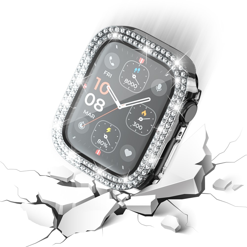 Apple Watch SE 44mm Heltäckande skal med inbyggt skärmskydd och stenar, transparent