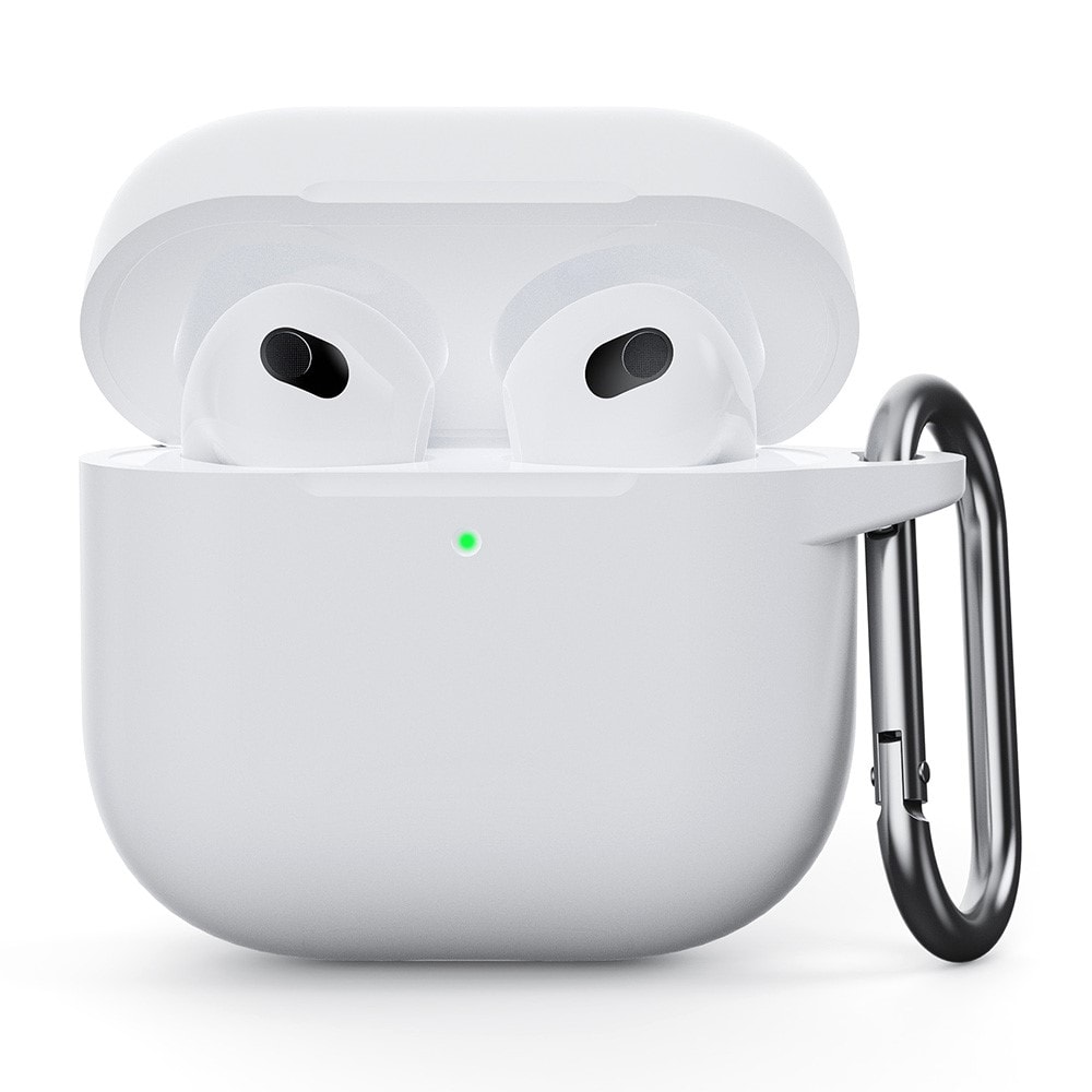 Apple AirPods 4 Silikonskal + karbinhake, vit