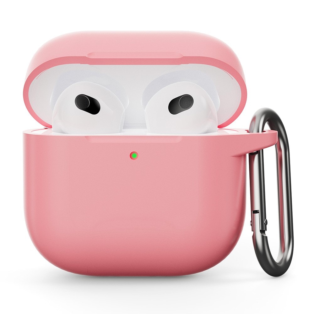 Apple AirPods 4 Silikonskal + karbinhake, rosa