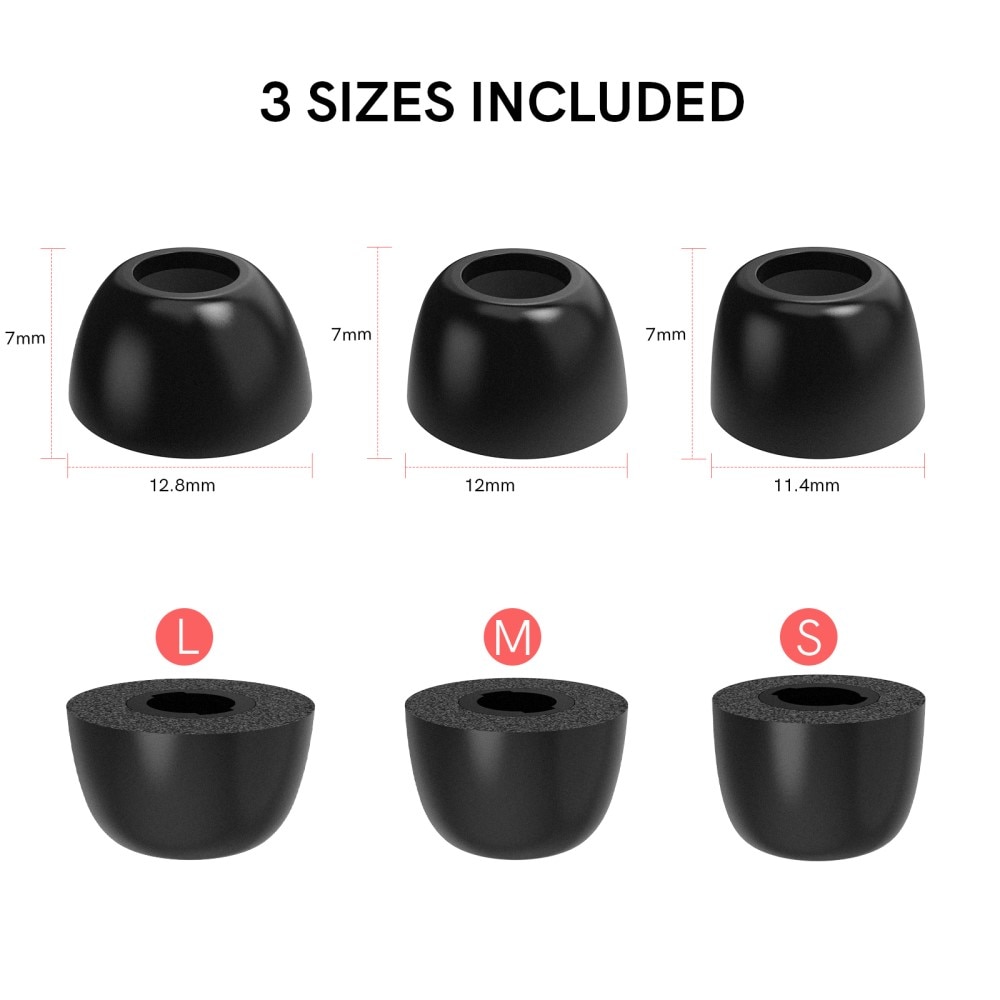 Samsung Galaxy Buds Pro (3-pack) Ear Tips i memory foam - strl S/M/L, svart