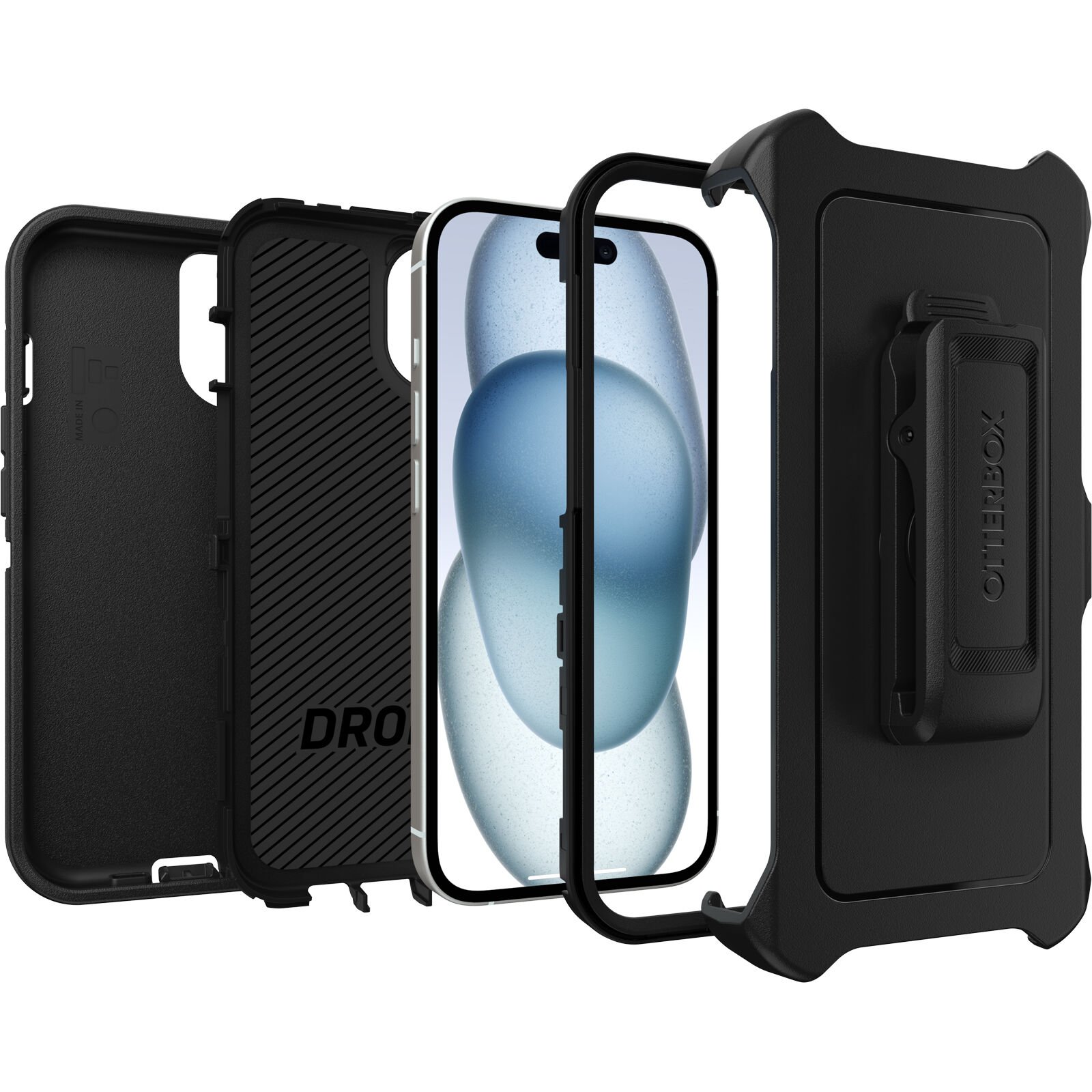 iPhone 15 Defender - Robust mobilskal med hög skyddsfaktor, svart