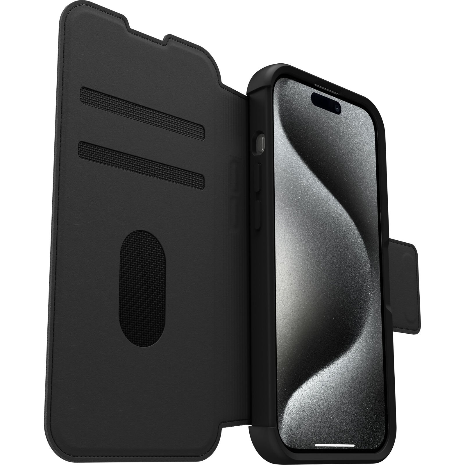 iPhone 15 Pro Plånboksfodral med MagSafe Strada, svart