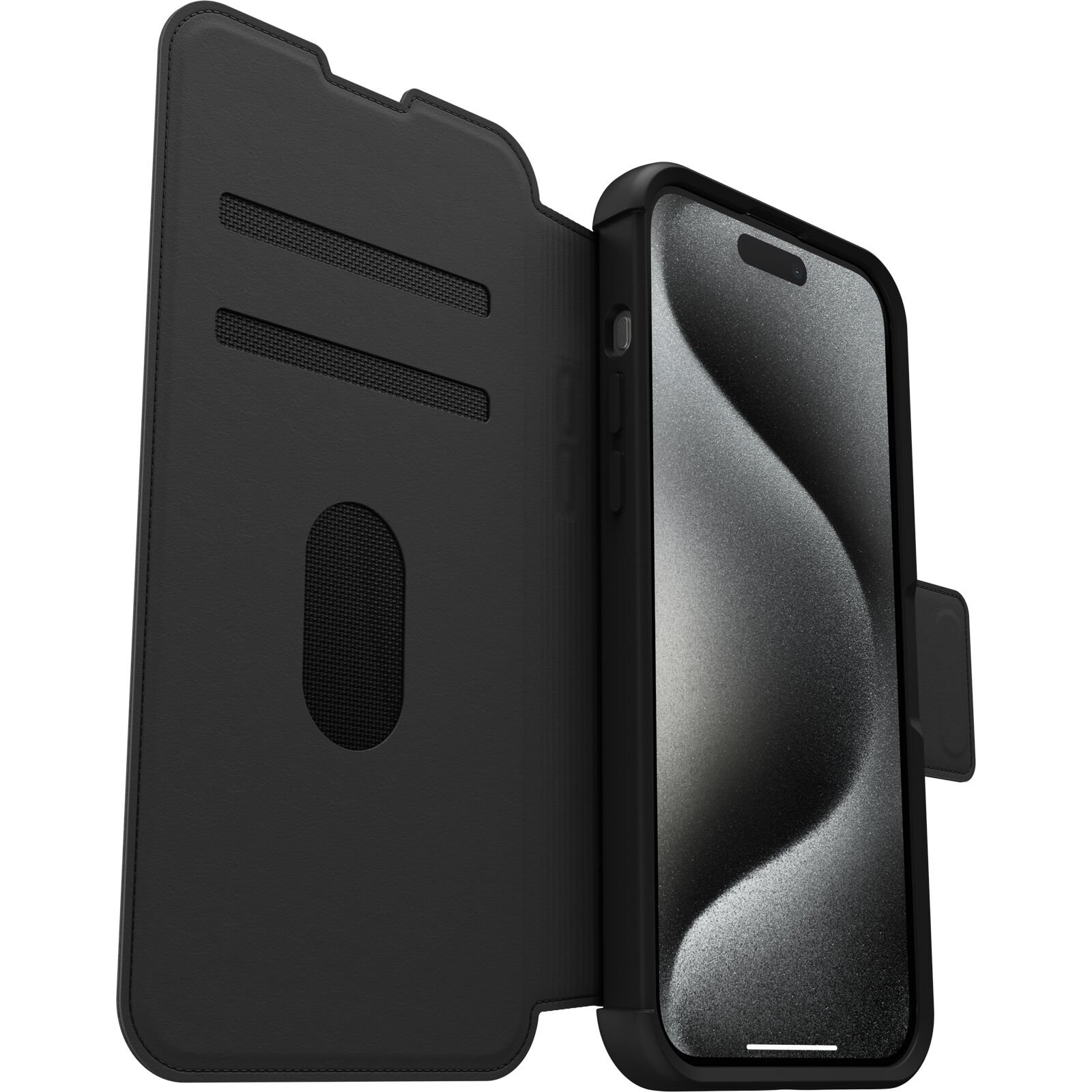 iPhone 15 Pro Max Plånboksfodral med MagSafe Strada, svart