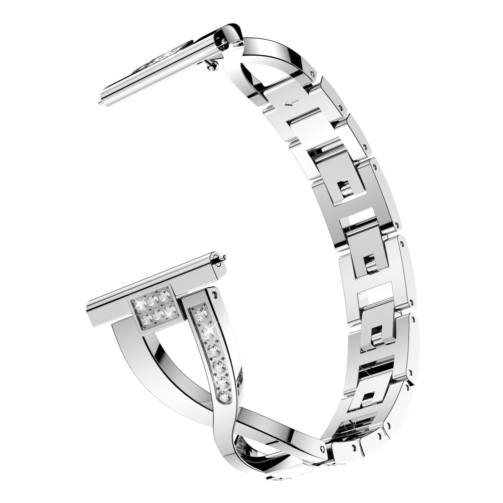 Galaxy Watch 4 40/42/44/46 mm Smalt länkarmband med glittrande stenar, silver