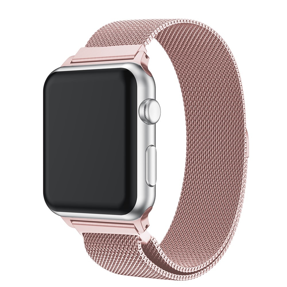 Apple Watch 41mm Series 9 Armband Milanese Loop, rosa guld