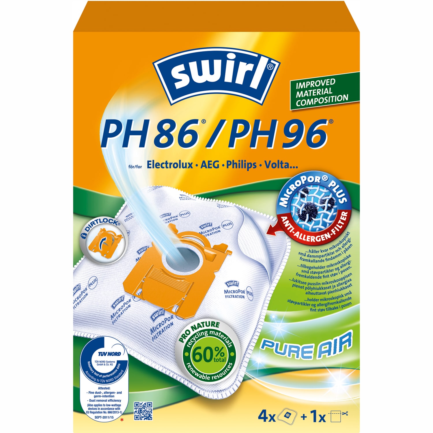 Dammsugarpåsar PH86/PH96 Philips, AEG & Electrolux (4-pack)