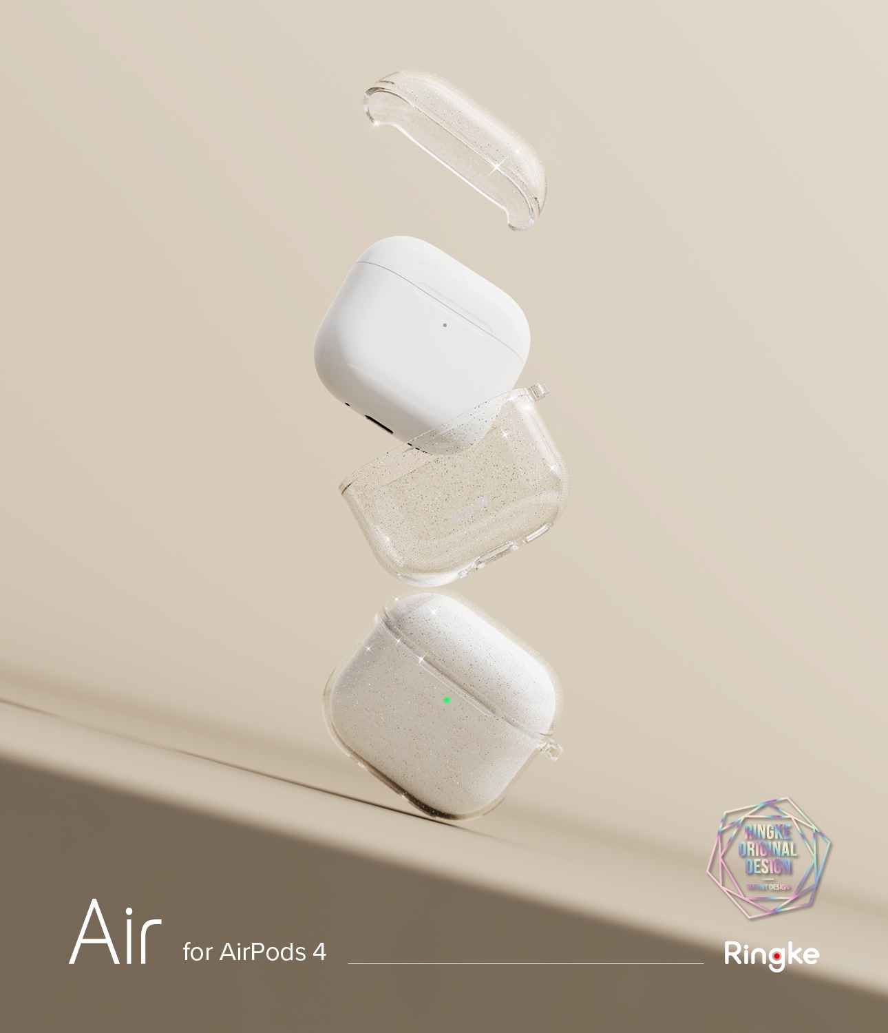 Apple AirPods 4 Air Skal, Glitter Clear