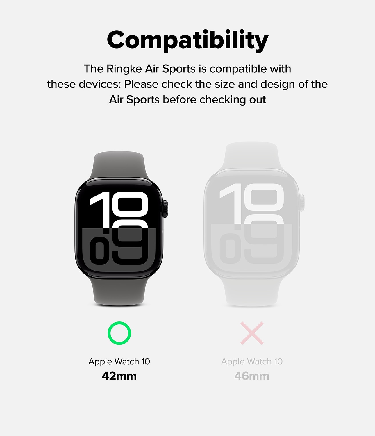 Apple Watch Series 10 42mm Air Sports skal, svart