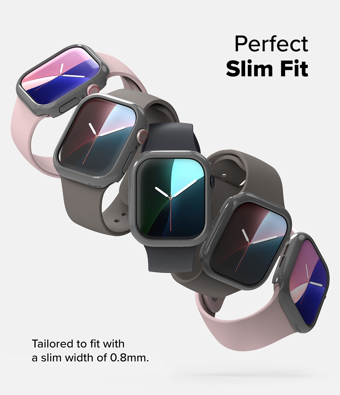 Apple Watch Series 10 42mm Tunt skal (2-pack), mörkgrå & genomskinlig