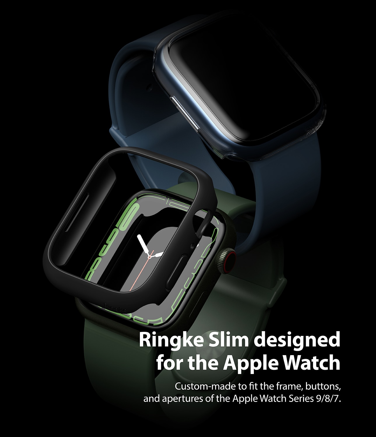 Apple Watch 41mm Series 8 Tunt skal (2-pack), mattsvart & genomskinlig