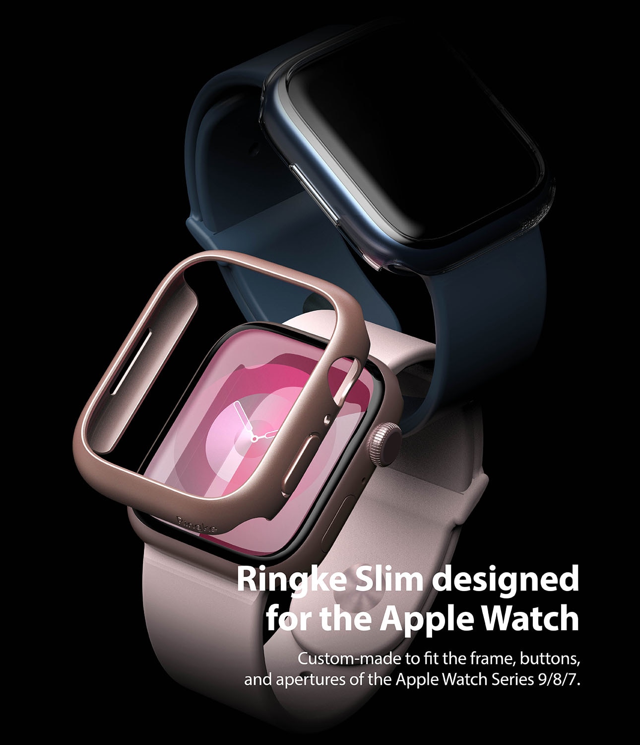 Apple Watch 41mm Series 8 Tunt skal (2-pack), rosa & genomskinlig
