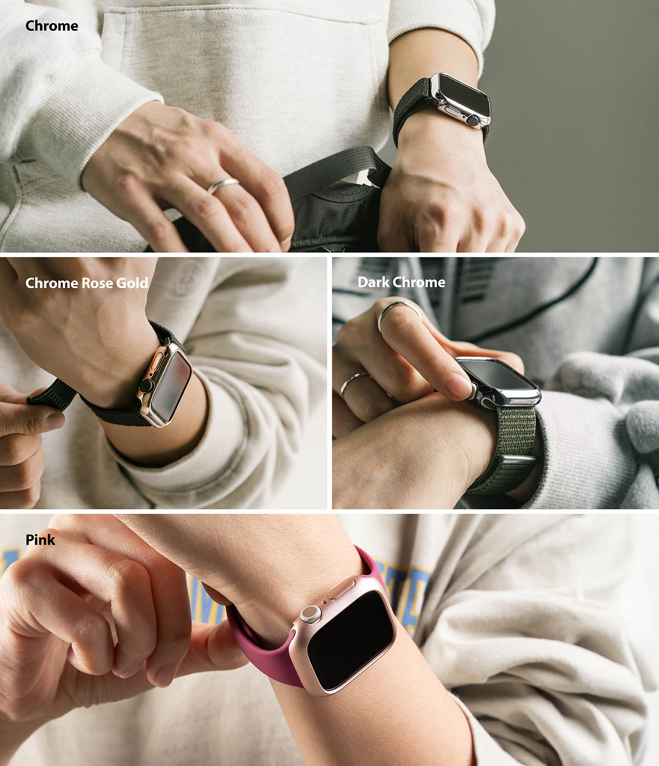 Apple Watch 41mm Series 8 Tunt skal (2-pack), rosa & genomskinlig