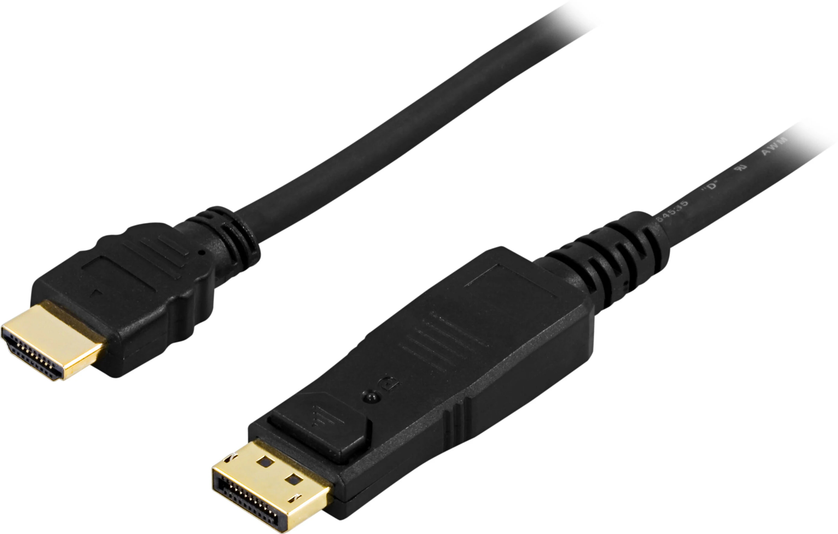 DisplayPort hane till HDMI hane monitorkabel 2m, svart