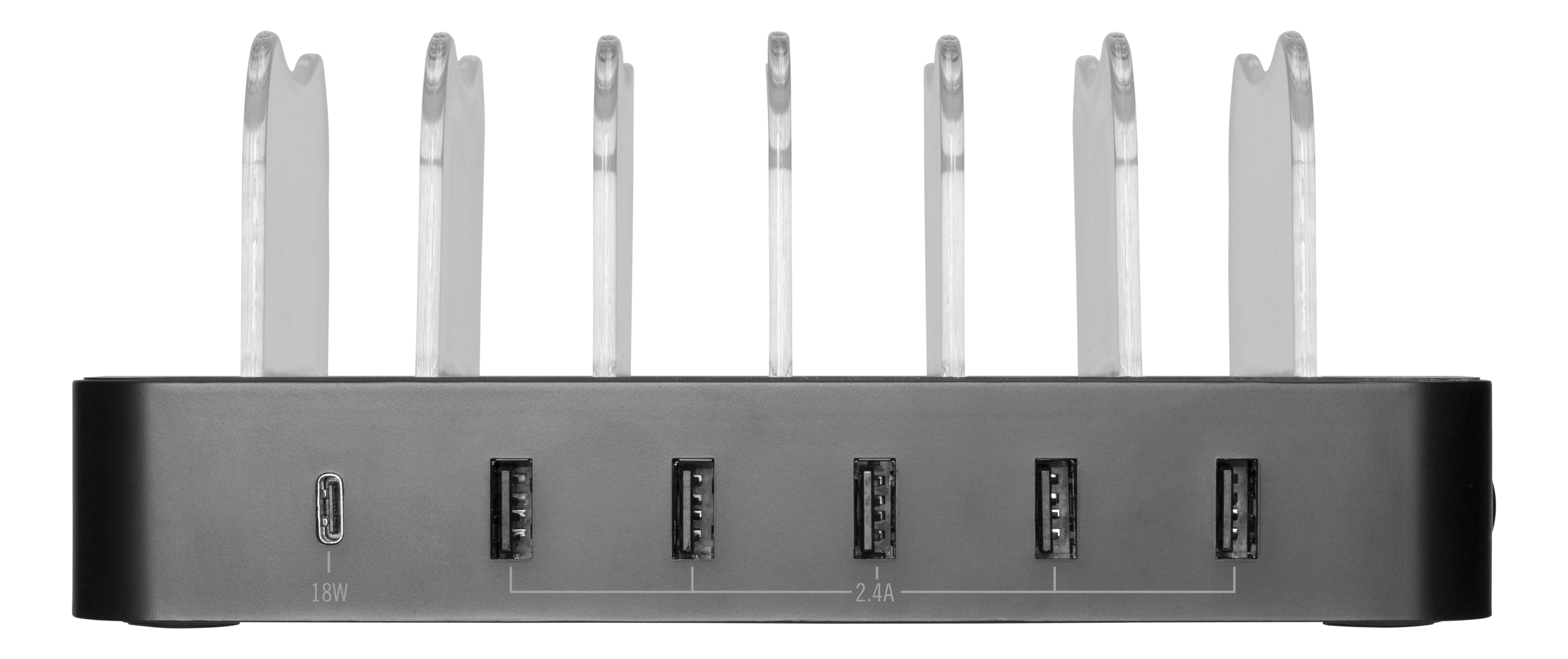 Laddningsstation 5x USB-A + 1x USB-C 50W, svart