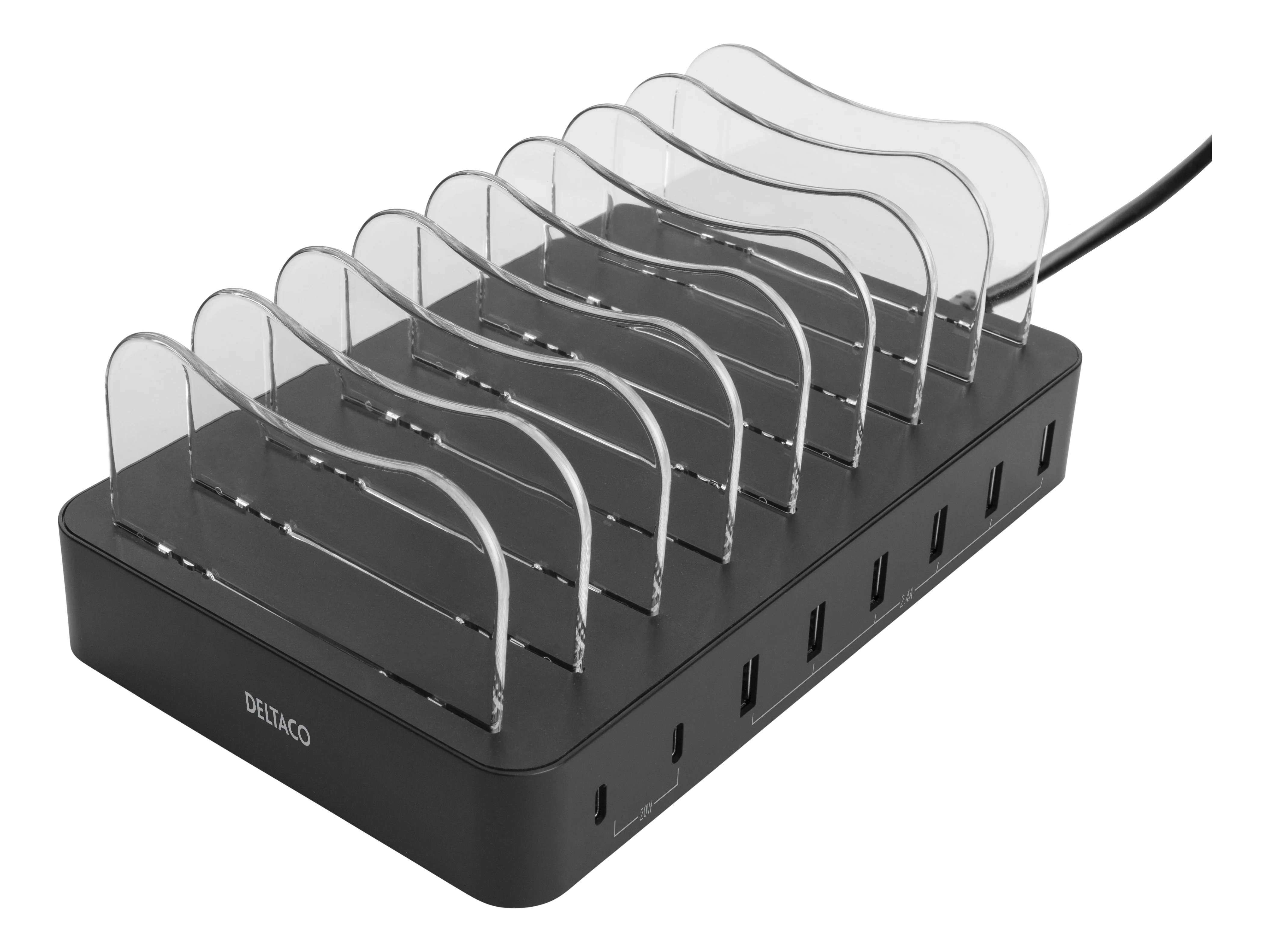 Laddningsstation 6x USB-A + 2x USB-C 75W, svart