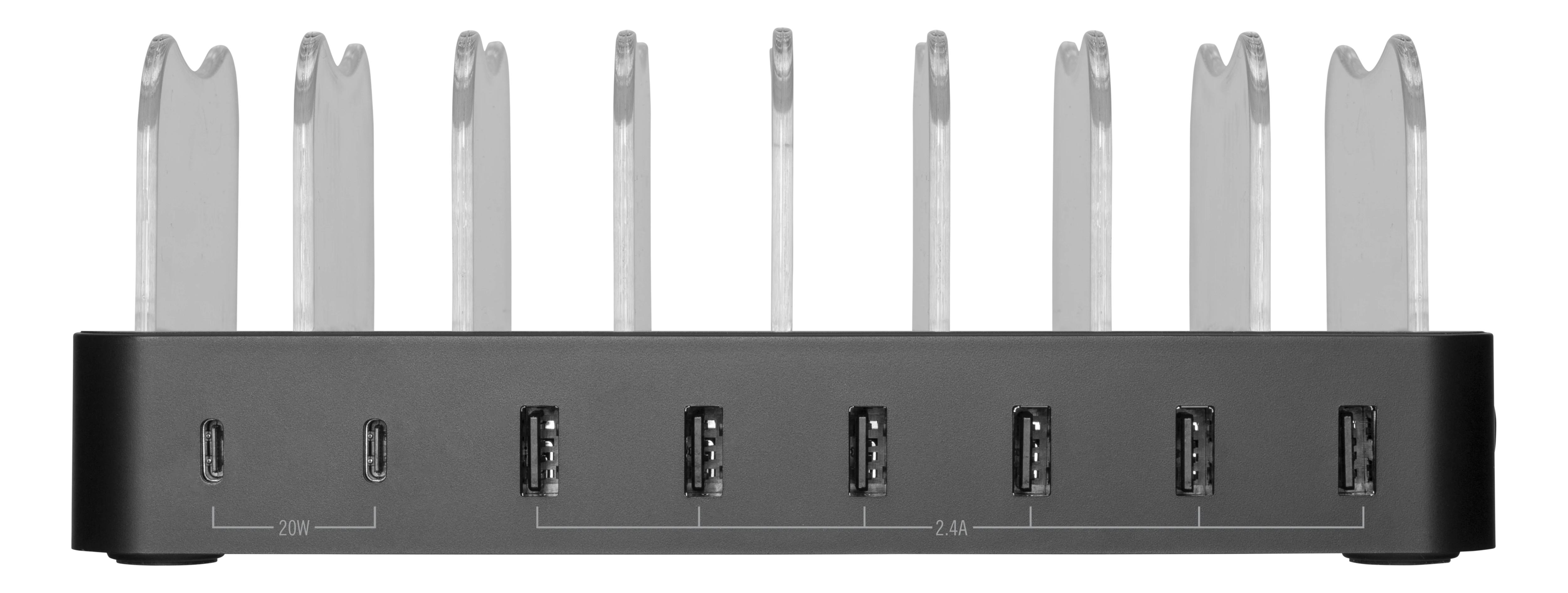 Laddningsstation 6x USB-A + 2x USB-C 75W, svart