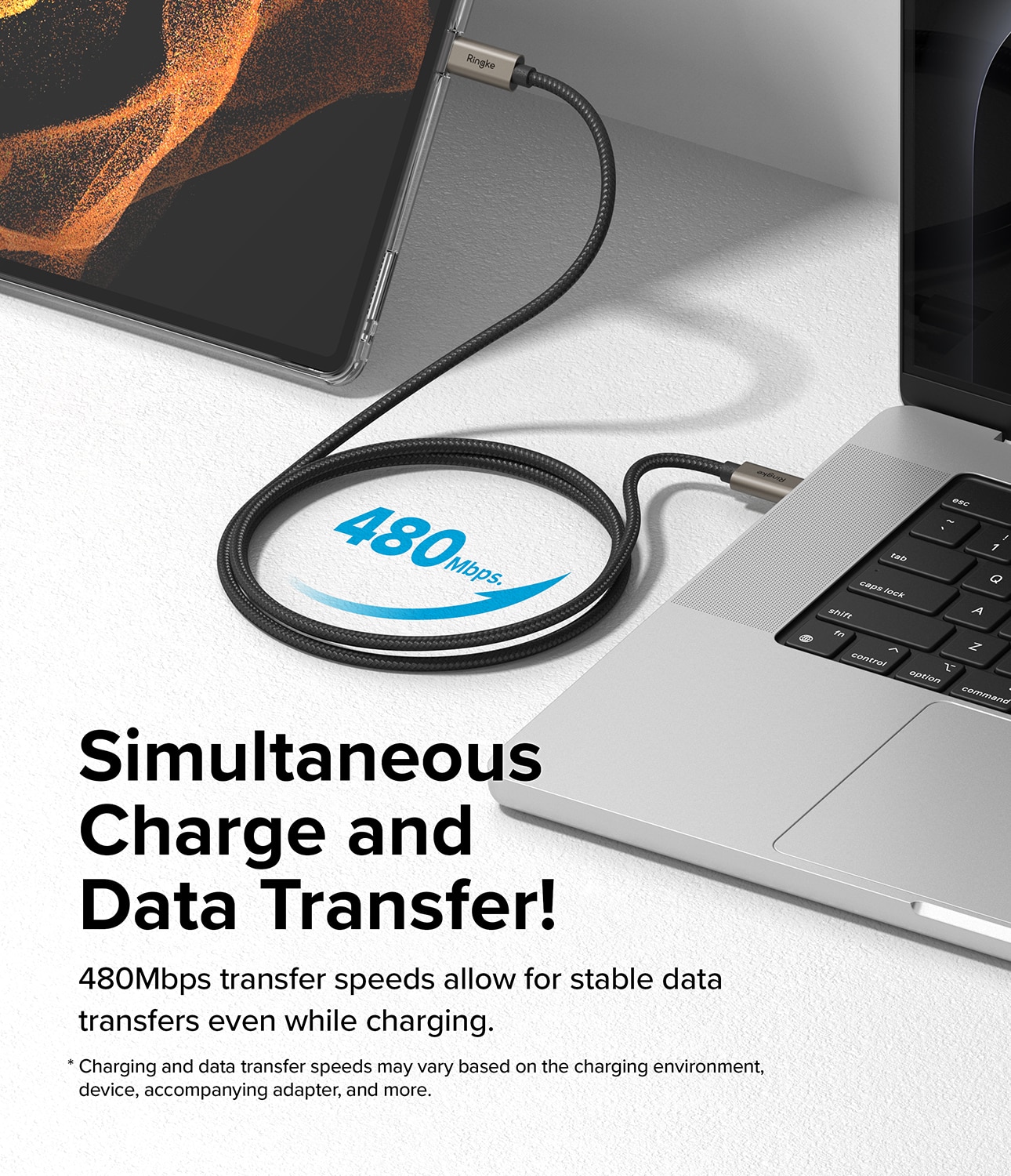 Snabbladdnings Laddningskabel USB-C till USB-C 0,5m, svart