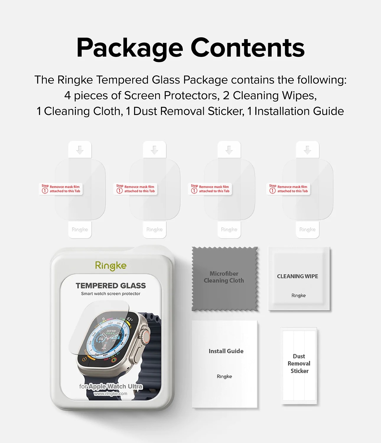 Apple Watch Ultra 49mm Skärmskydd i glas (4-pack)