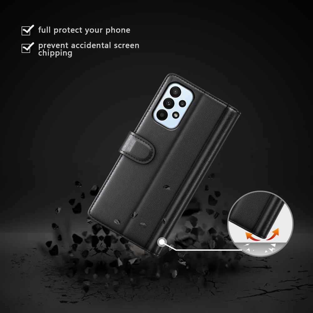 Samsung Galaxy A23 Plånboksfodral i Äkta Läder, svart