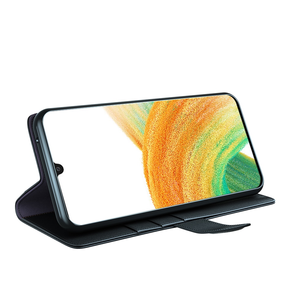 Samsung Galaxy A33 Plånboksfodral i Äkta Läder, svart