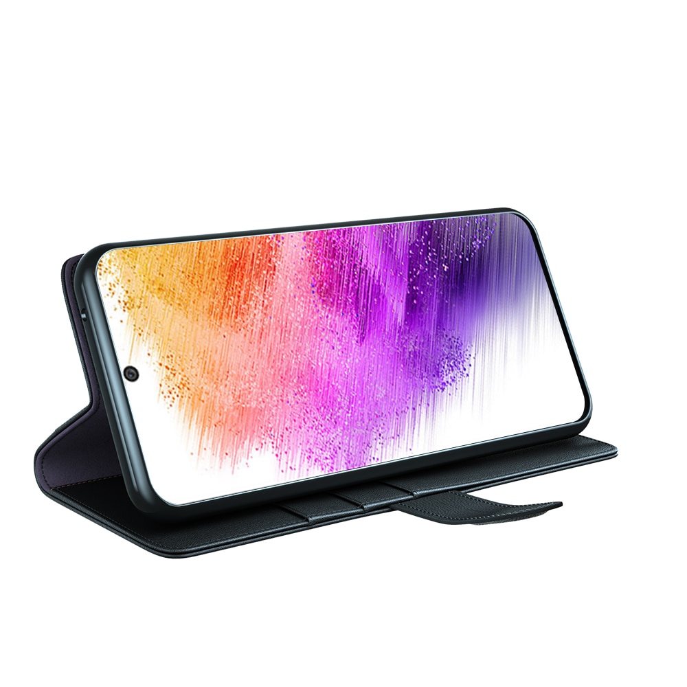 Samsung Galaxy A73 5G Plånboksfodral i Äkta Läder, svart