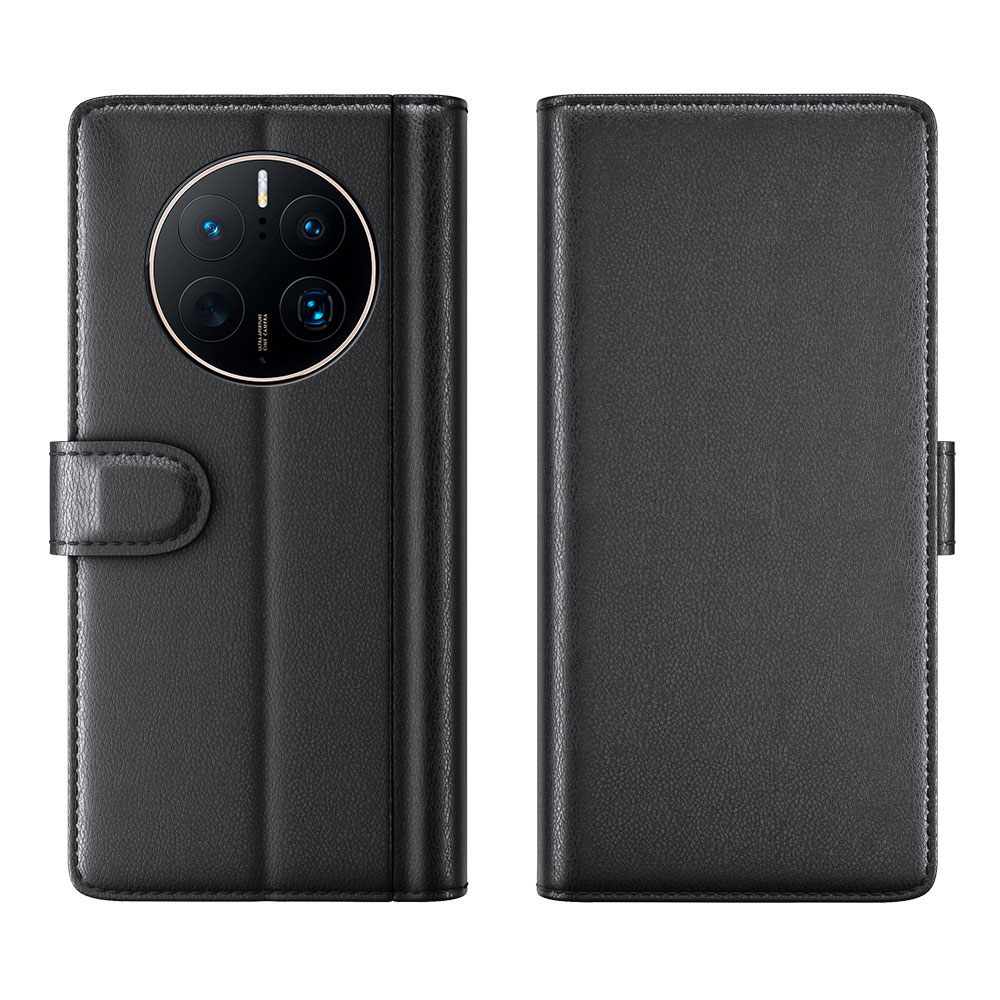 Huawei Mate 50 Pro Plånboksfodral i Äkta Läder, svart