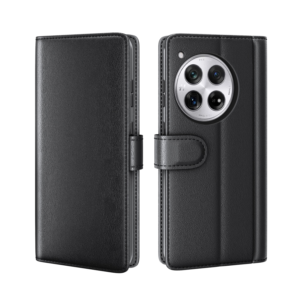 OnePlus 12 Plånboksfodral i Äkta Läder, svart