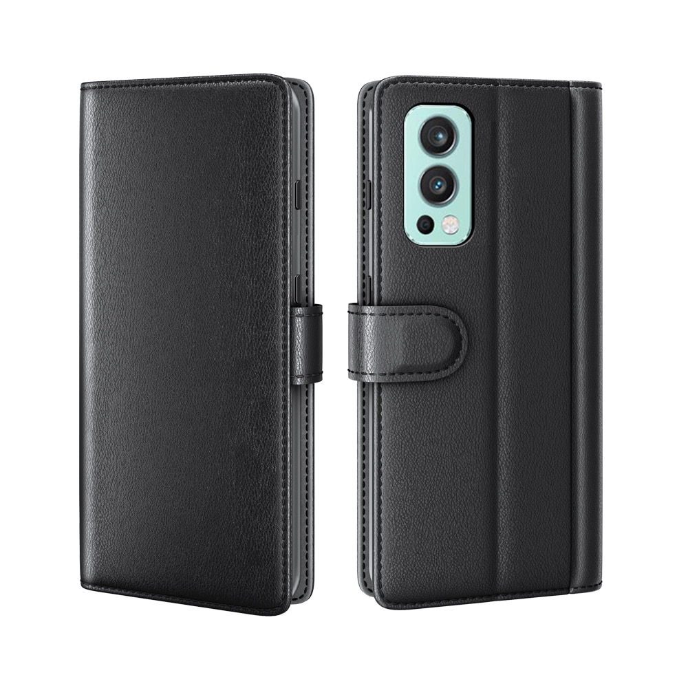 OnePlus Nord 2 5G Plånboksfodral i Äkta Läder, svart