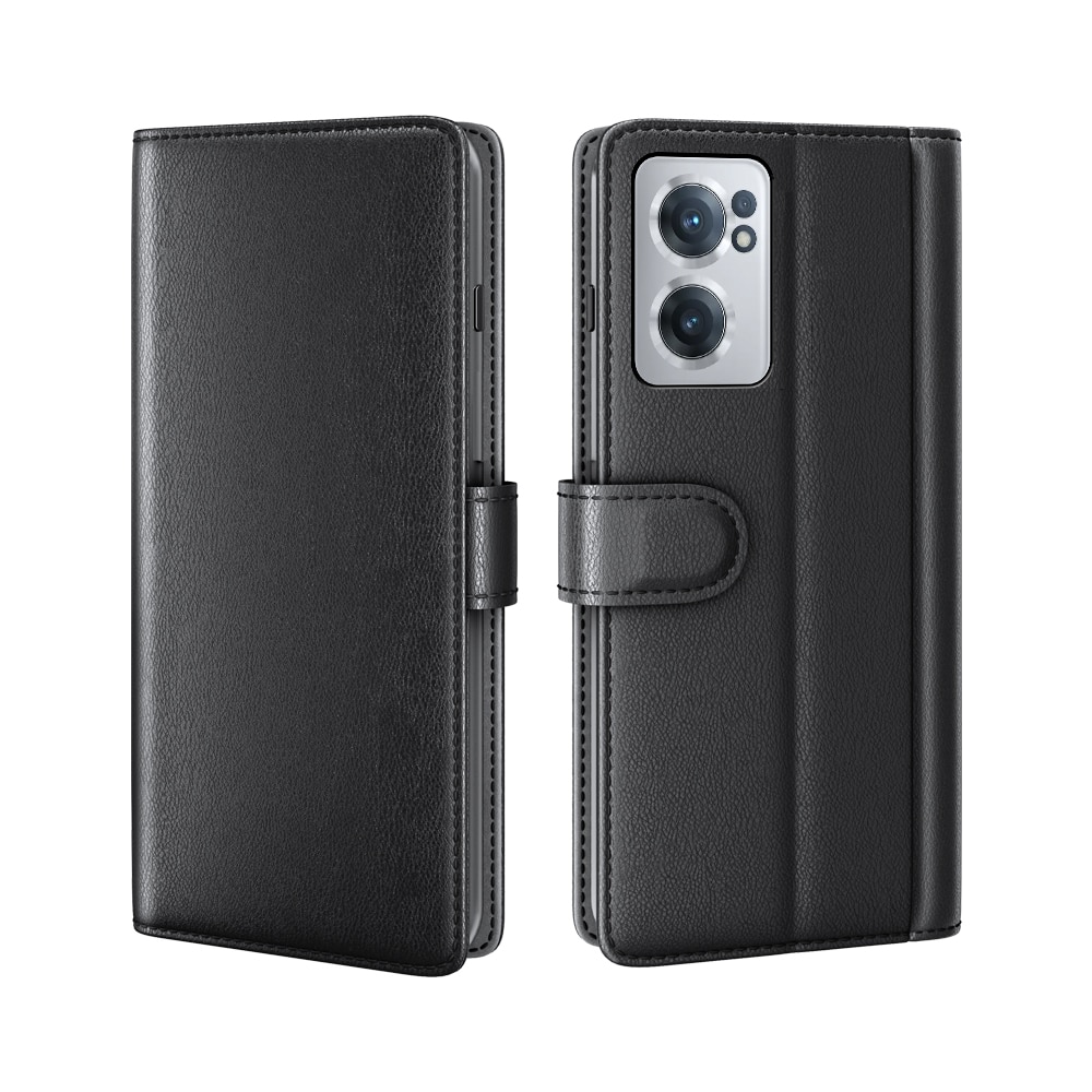 OnePlus Nord CE 2 5G Plånboksfodral i Äkta Läder, svart